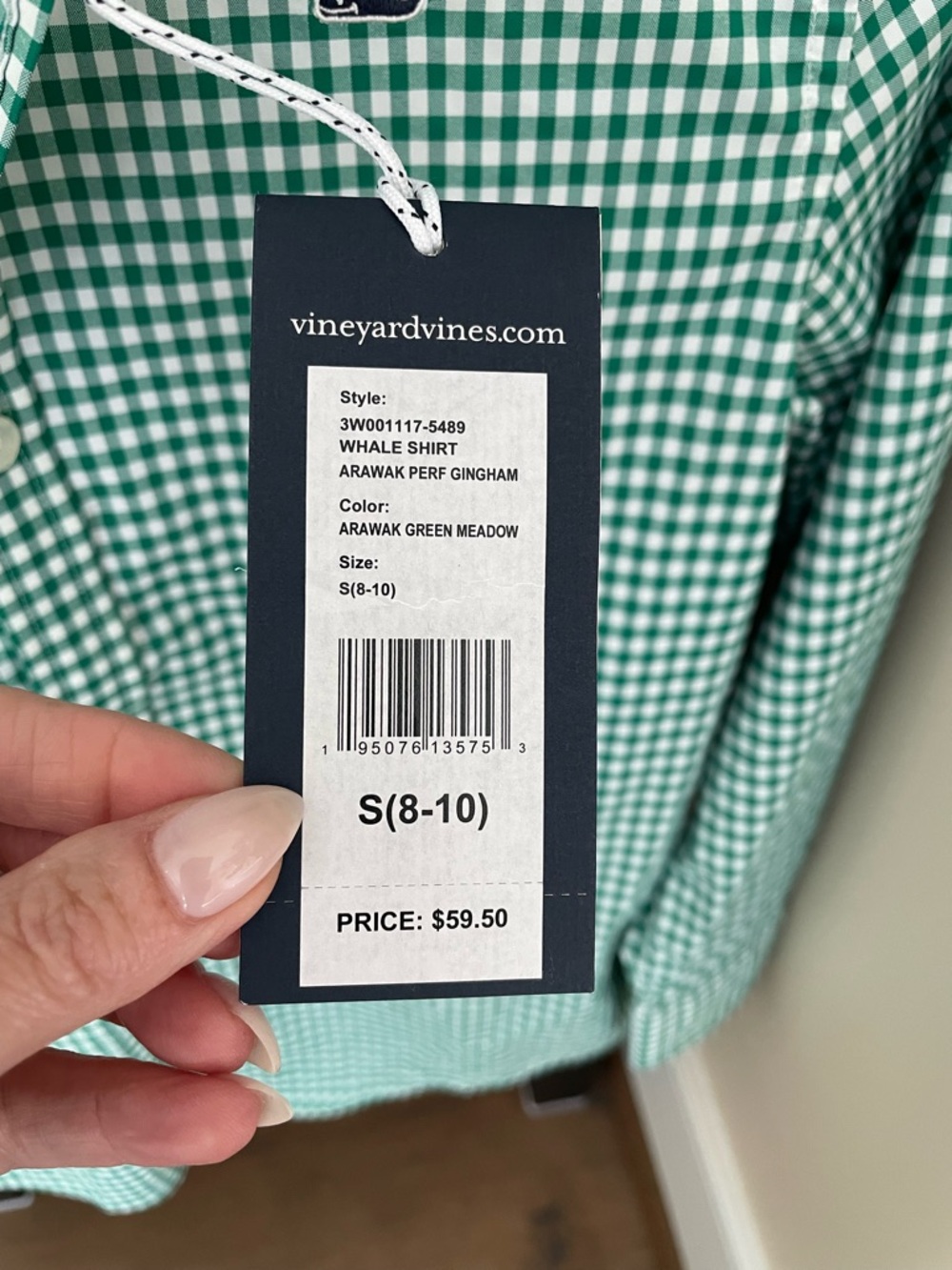 Vineyard Vines Green Gingham Button-Down Performance Shirt - Boy’s small (8-10) - Picture 5 of 5
